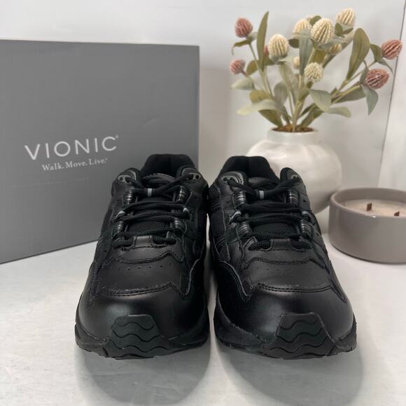 Vionic 23 Walk Leather Walking Sneakers Comfort Shoe Black Men 12M/EU 45 NWB main image 10